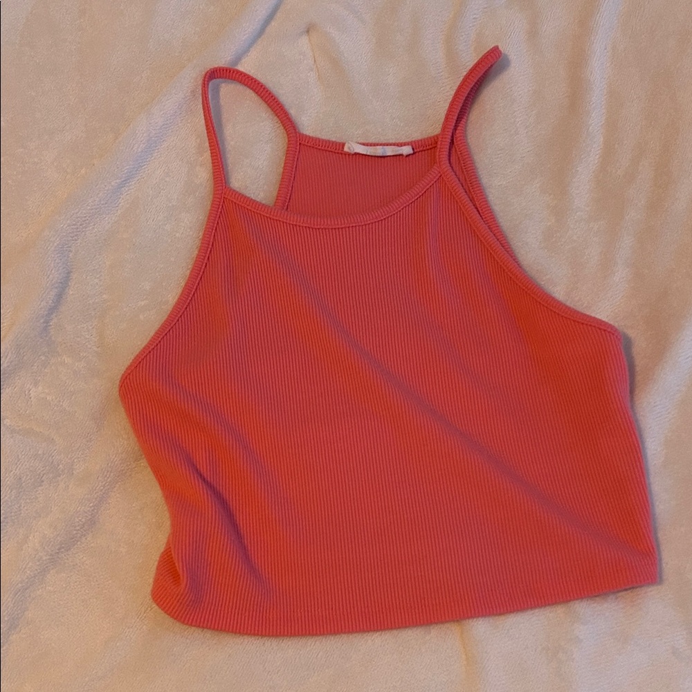 Timing Coral Ribbed Tank Top